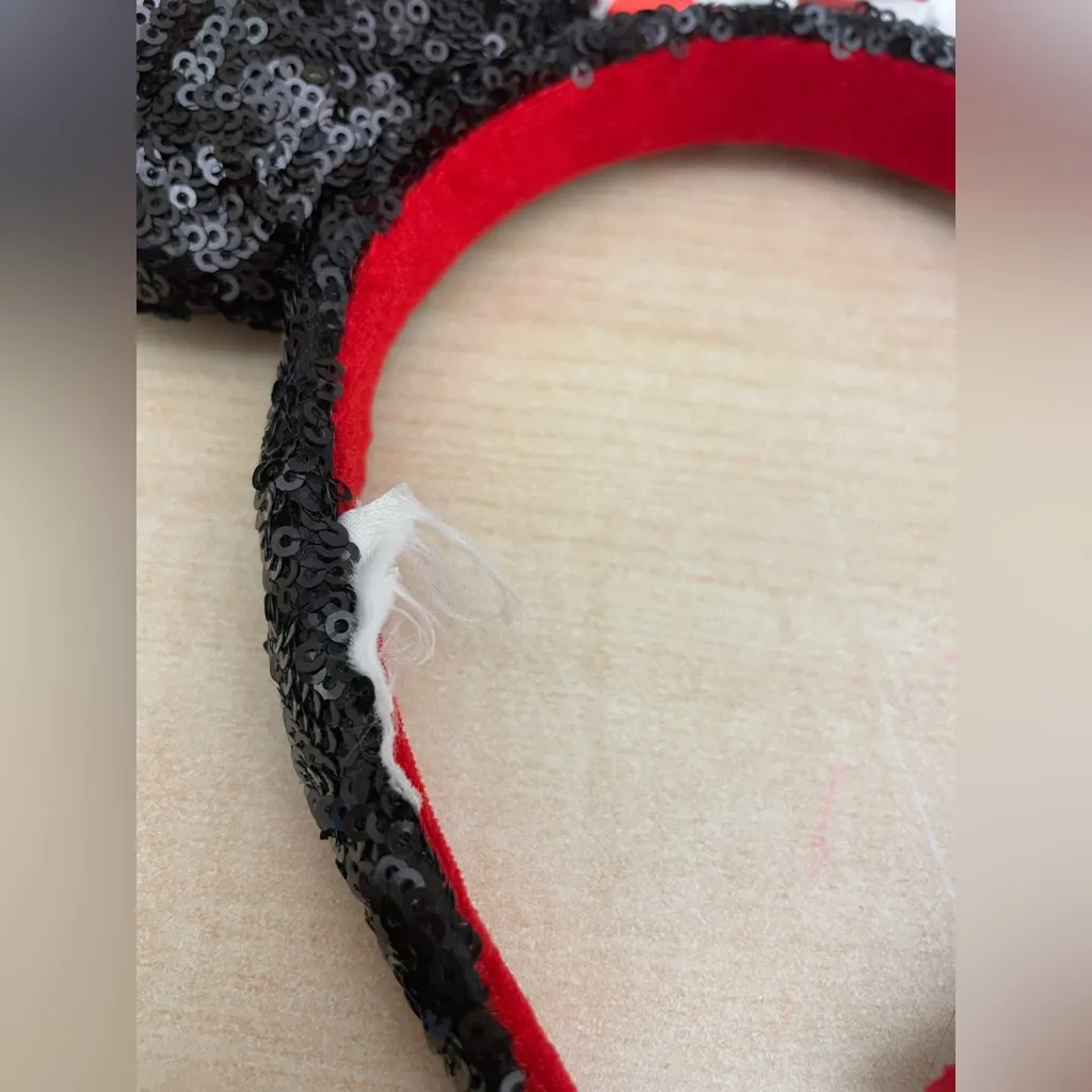 Disney  Parks Minnie Mouse Sequence Ears Red White Polka Dot Satin Bow Mickey - Image 4