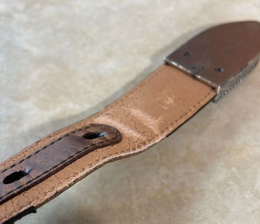 Belt Full Grain Leather Rhinestone Buckle Western 711123 Brown Size 30 - Image 16