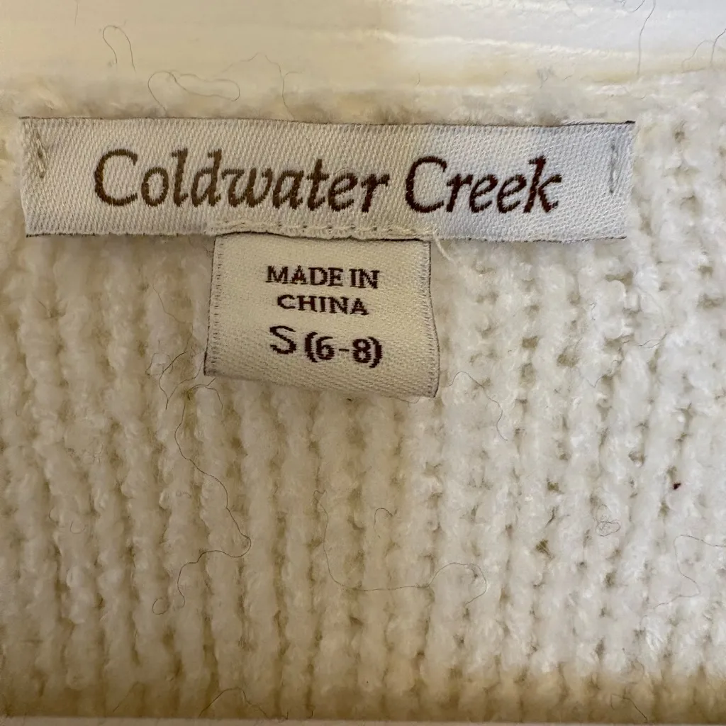 Coldwater Creek White Button Front Knit Long Cardigan Sweater Minimalist Cozy S - Image 4