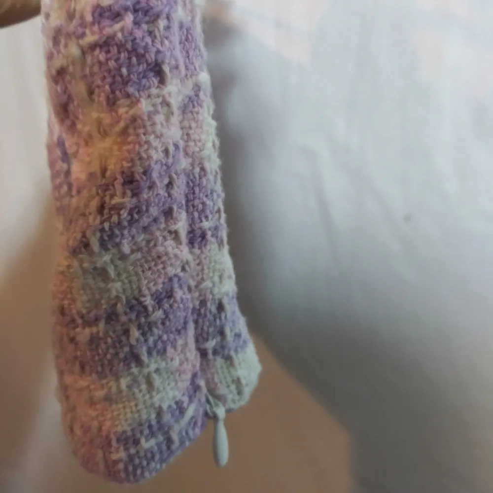 Zara Purple White Pink Textured Plaid Tweed Bustier Corset Crop Top Size Small - Image 4