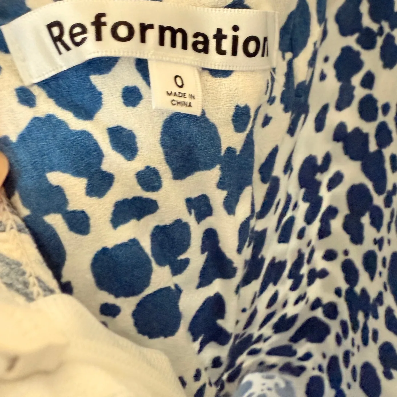 Reformation Blue & White Print Mini Dress Sleeveless Summer Sun Dress Size 0 - Image 5