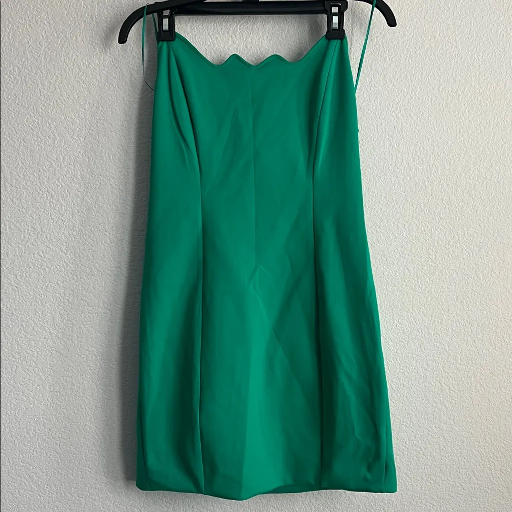 Mother of All Sasi Wavy Strapless Mini Dress in Green, Size M, NEW Blue Size M - Image 4