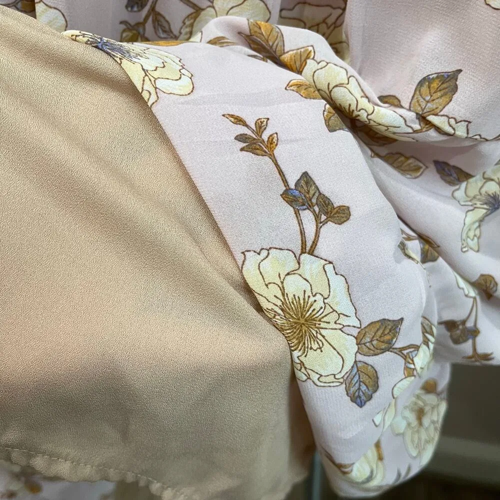 VICI Long Sleeve Boho Pink Floral Swing Mini Dress Size M - Image 8