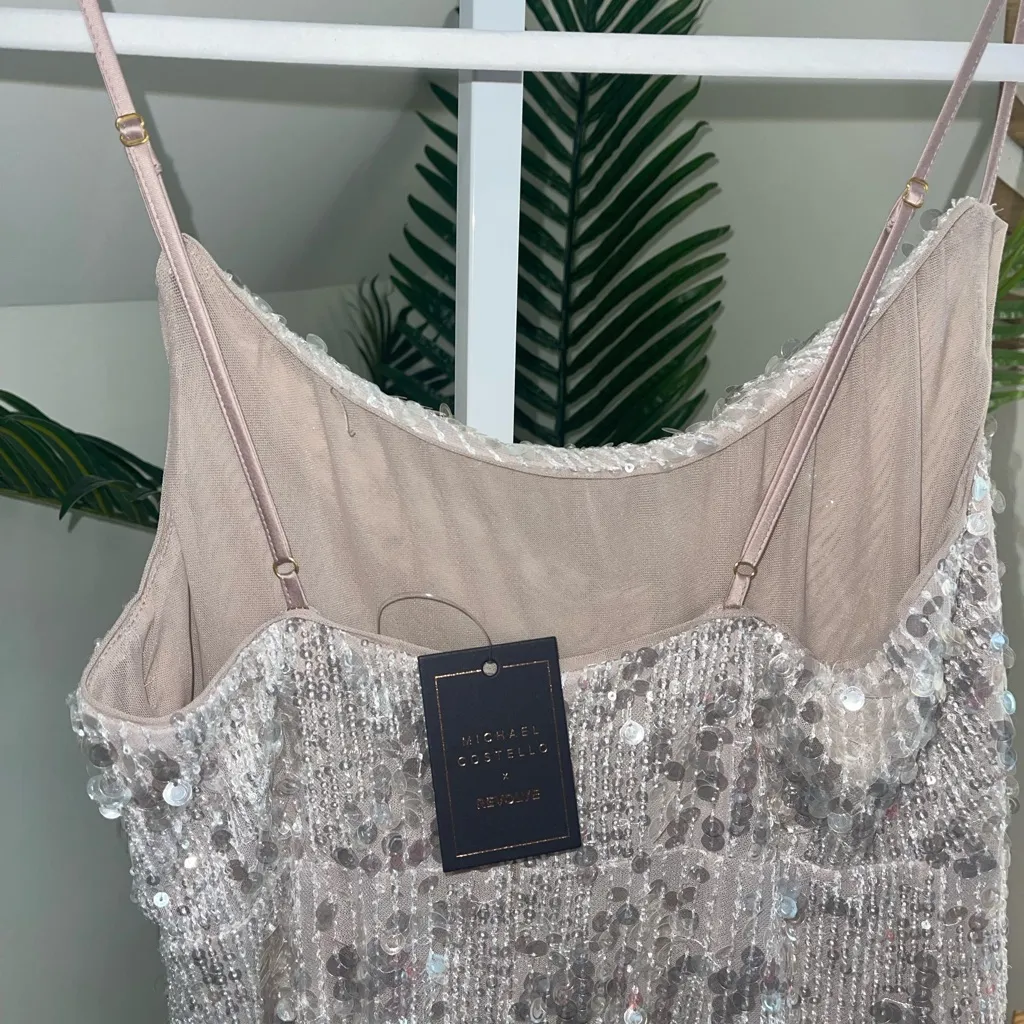 Michael Costello x REVOLVE Marlene Gown in Frost‎ size medium NWT - Image 5