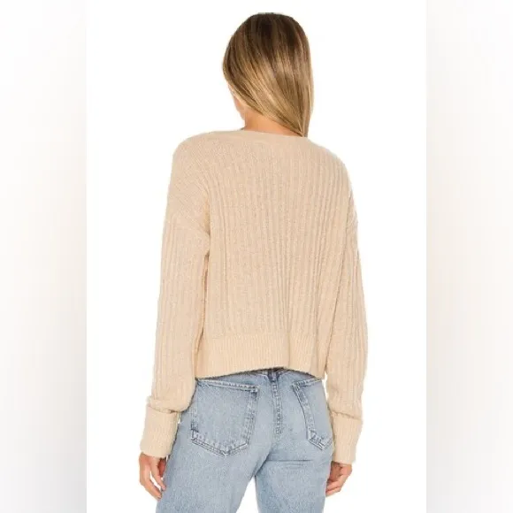 Lovers and Friends Neutral Oat Beige Knit Button Caroline Cardigan Wool Blend - Image 5