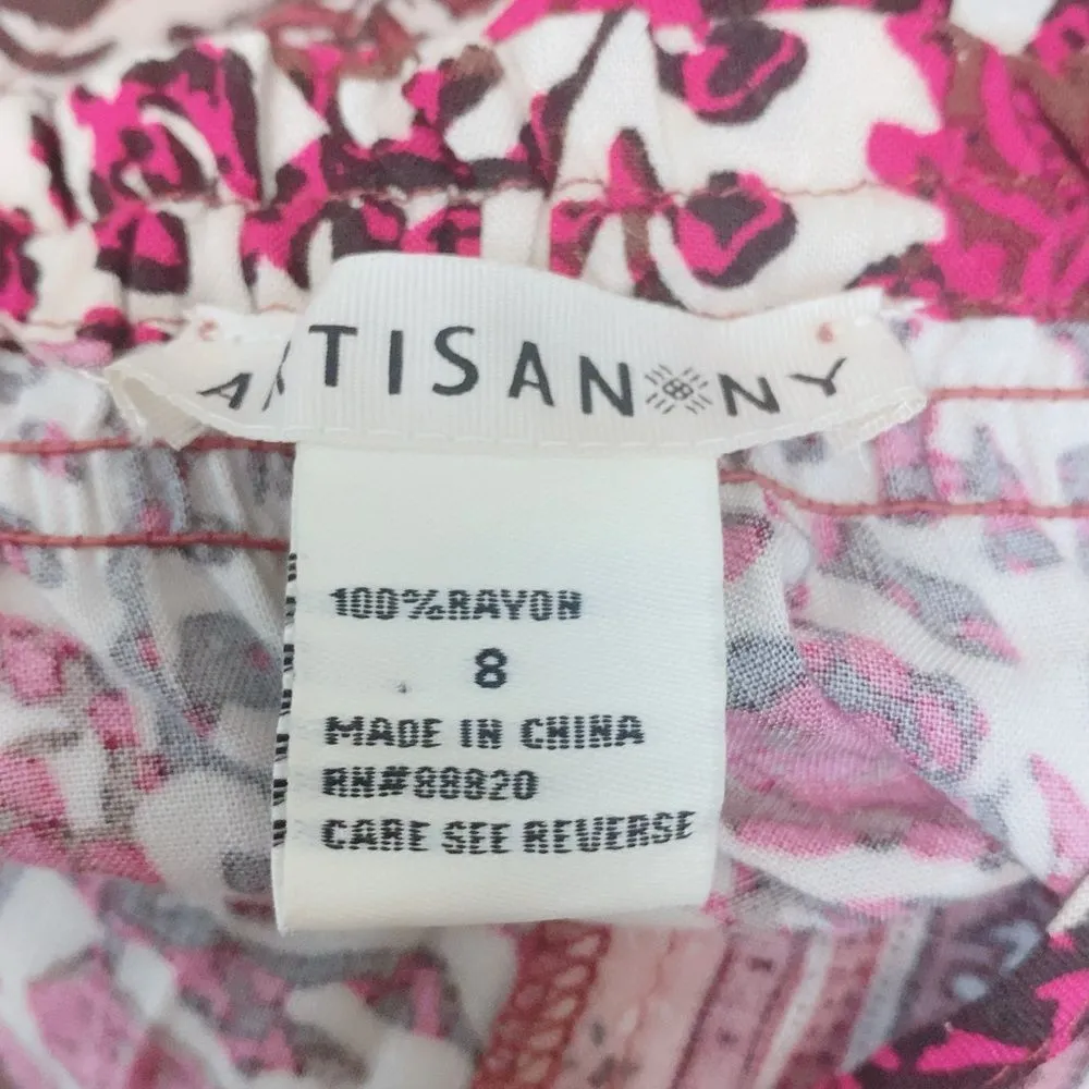 ARTISAN NY Boho Bohemian KeyHole Sleeveless Summer Tropical Maxi Dress Sz 8 - Image 5