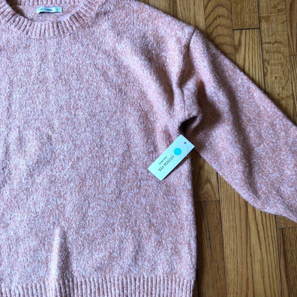 Pink Clover NWT Pink Heathered Crewneck Pullover Sweater Size L - Image 2