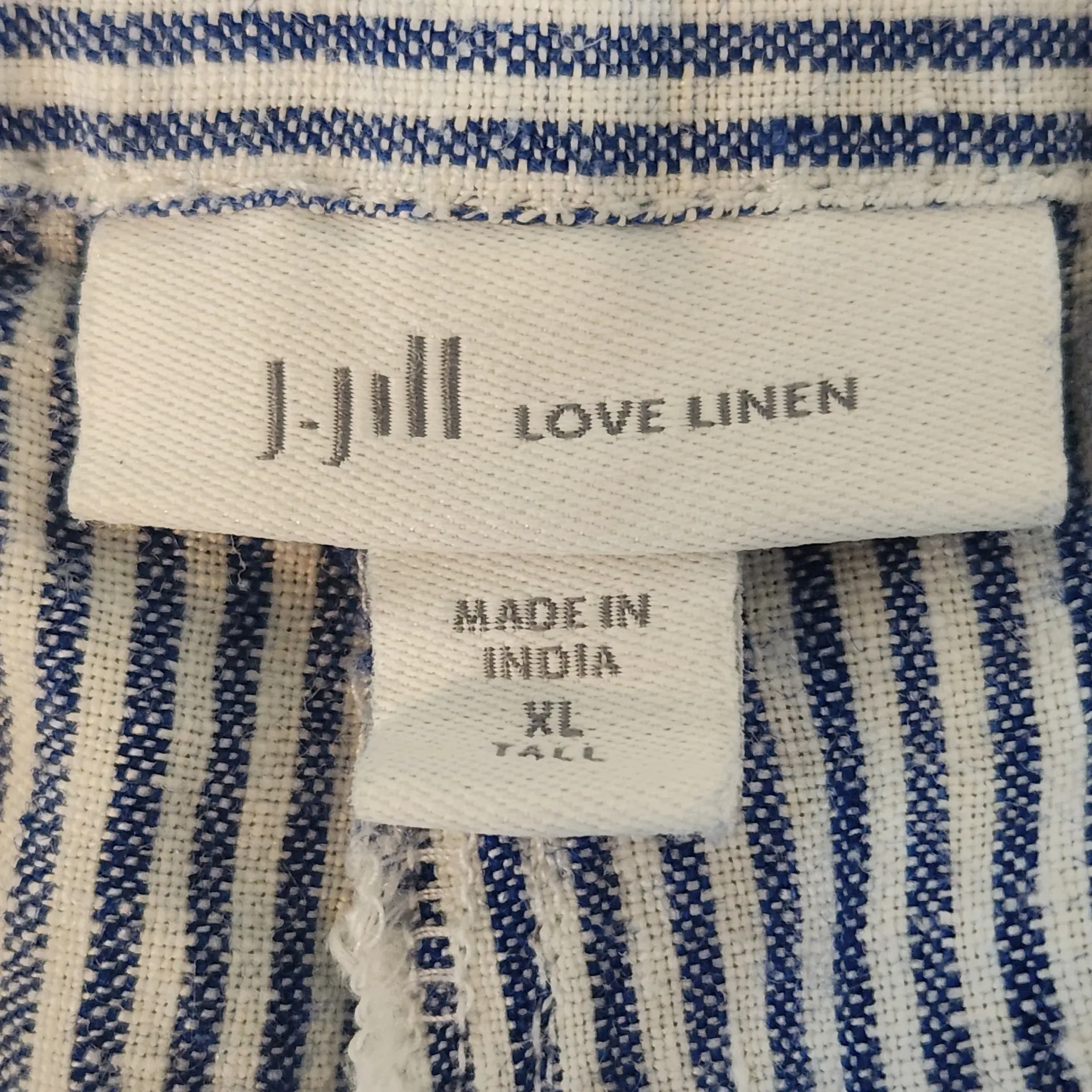 J. Jill Blue and White Striped Cropped Wide Leg Linen Pants Size XL Tall - Image 7