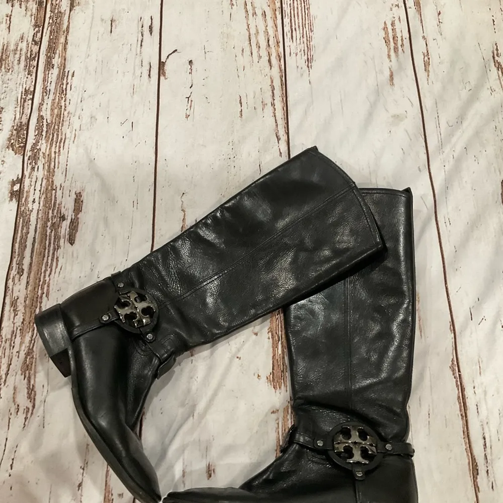 TORY BURCH BLACK LEATHER RIDING BOOTS 4423 - Image 10