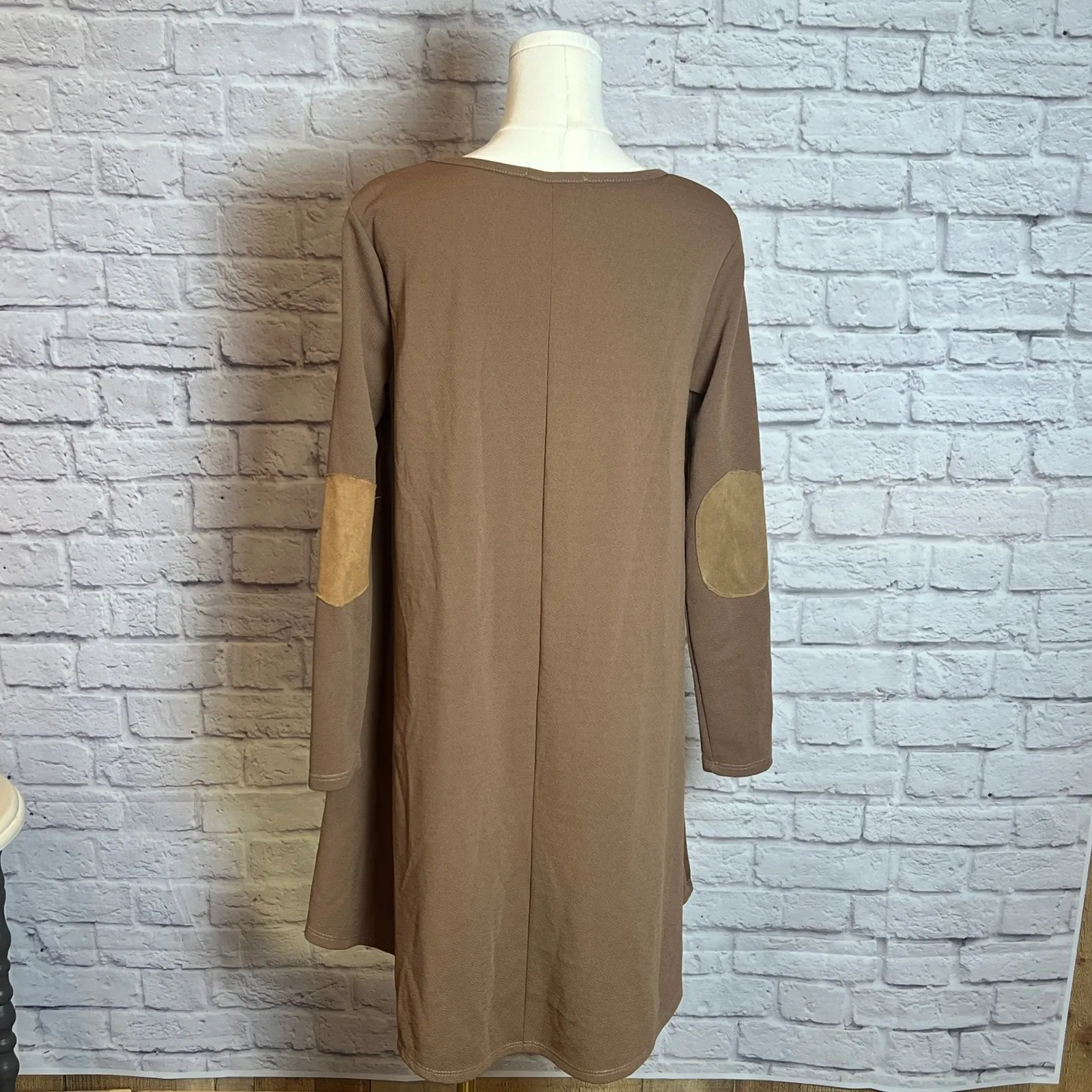 a.gain Brown Long Sleeve Swing Dress Women's Size M Made in USA - Image 3