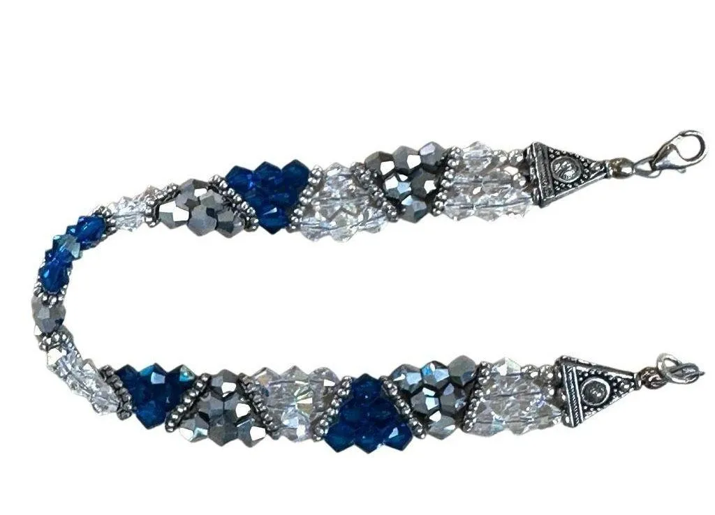 Sterling Clasp Crystal & Beaded Bracelet Silver - Image 11