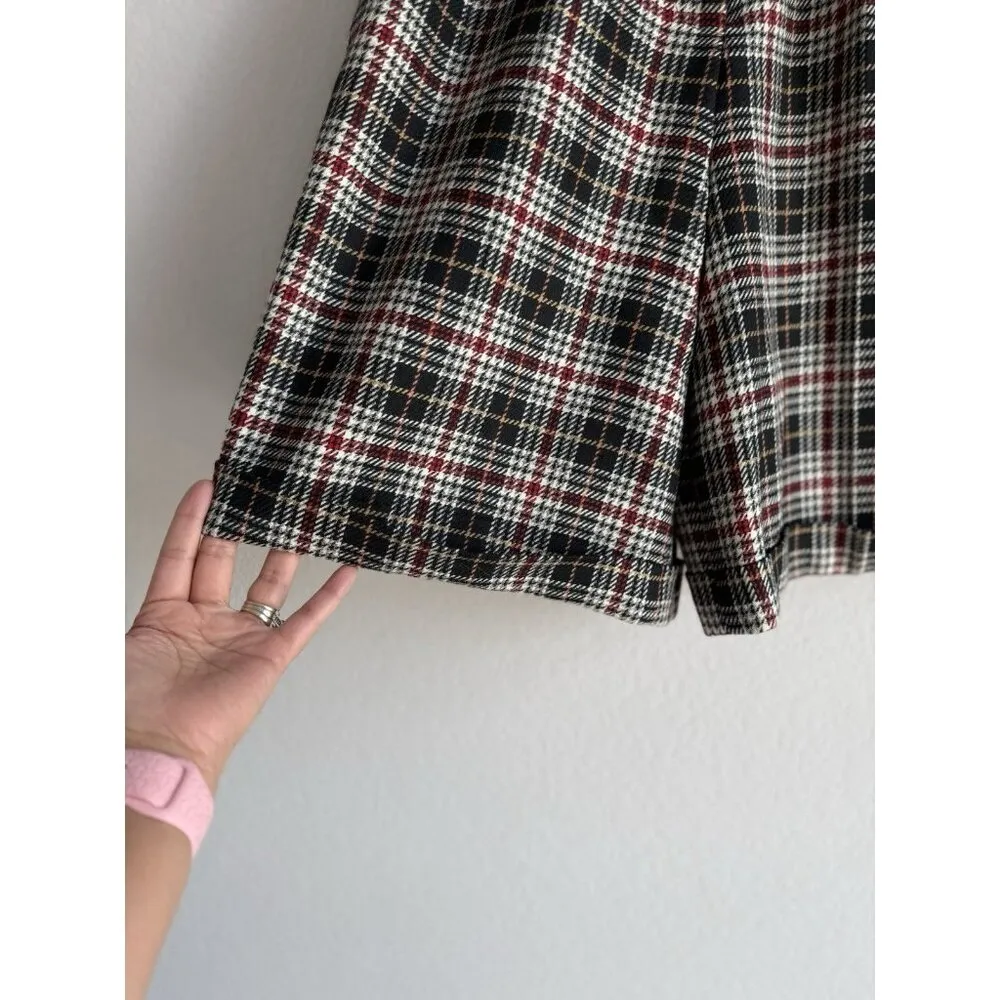 Vintage Talbots Size 10 100% Wool Plaid High Waisted Pleated Shorts‎ Academia - Image 3