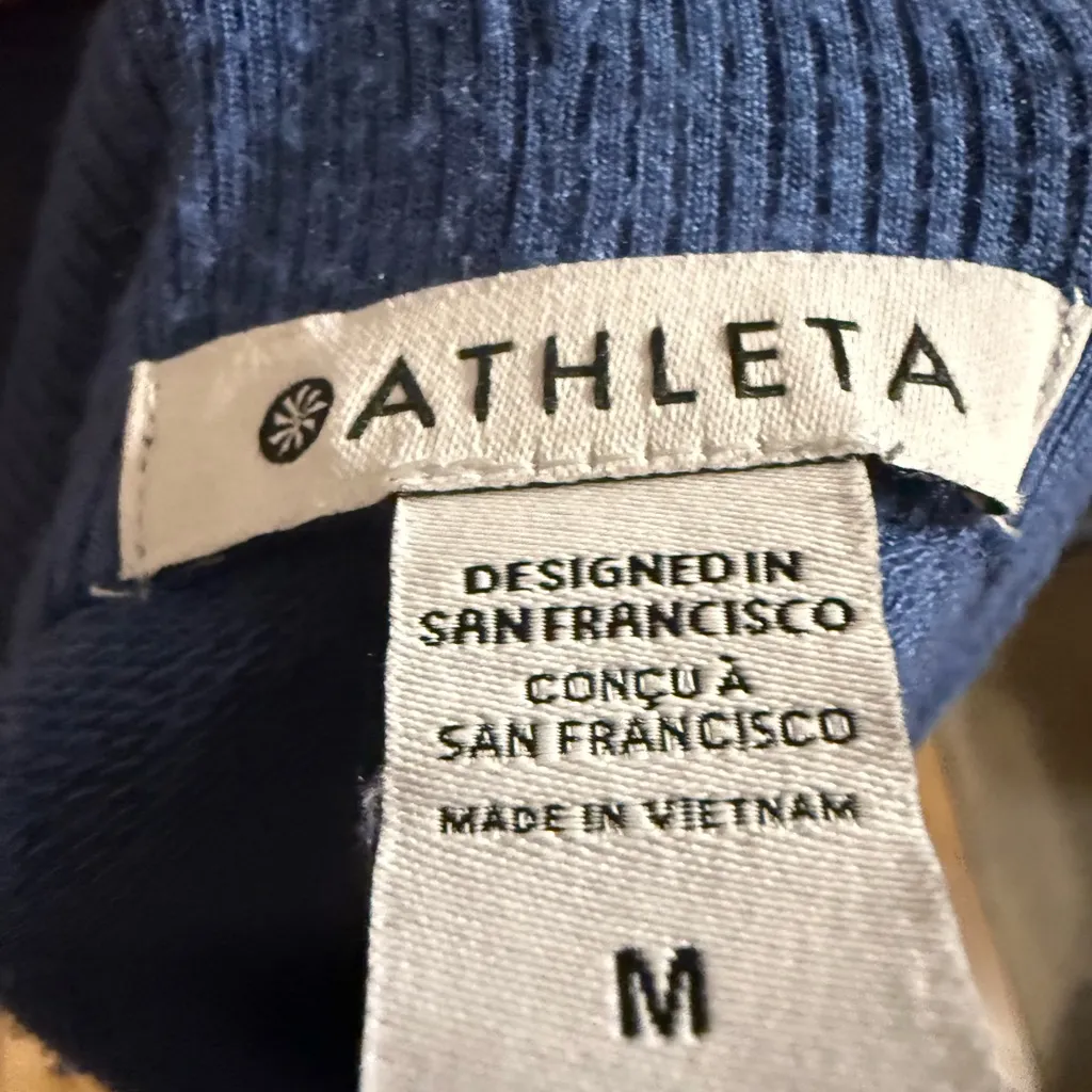 ATHLETA Blue Modal Tunic Cardigan Wrap Sweater Size Medium Open Front Pockets - Image 6