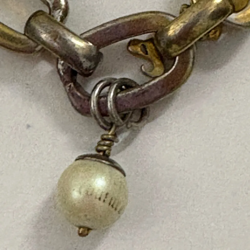 Vintage Juicy Couture Gold Tone Love  Heart Bracelet with Pearl Dangle Charm - Image 7