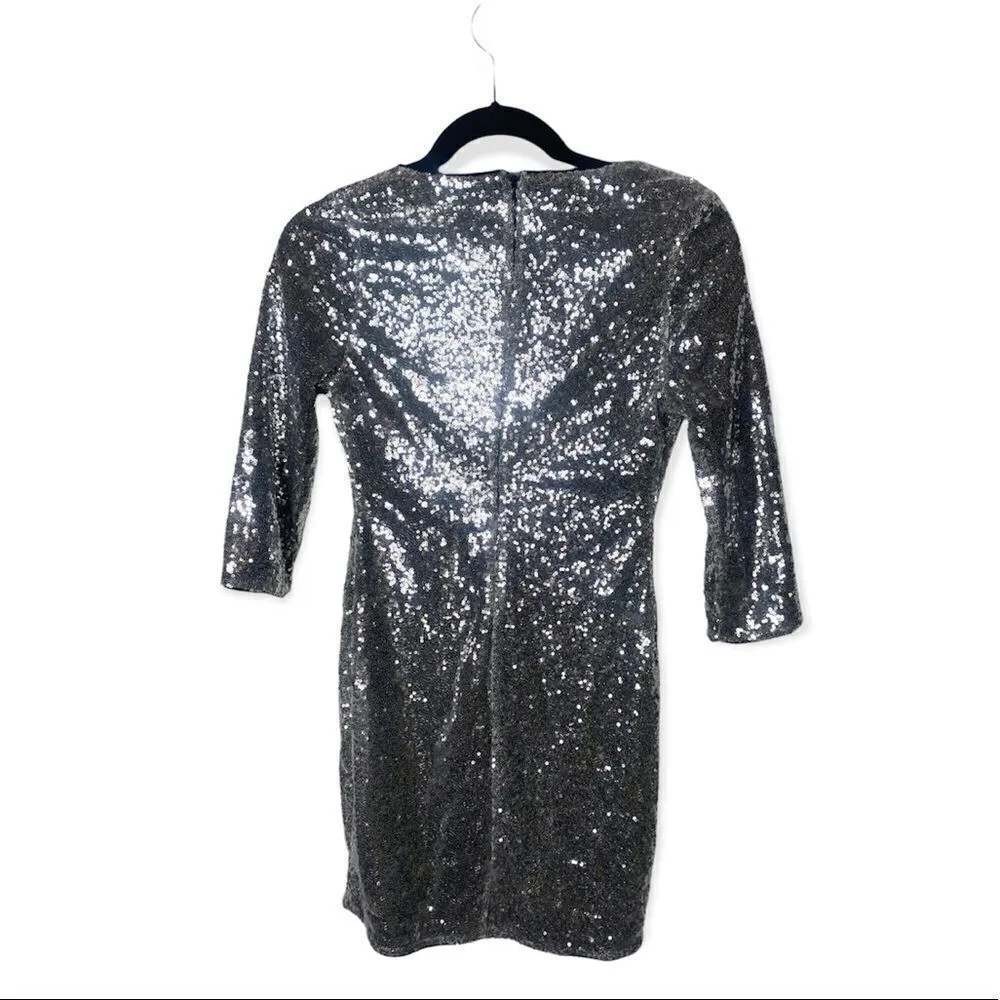 Express SZ 2 silver sequin dress - Image 3