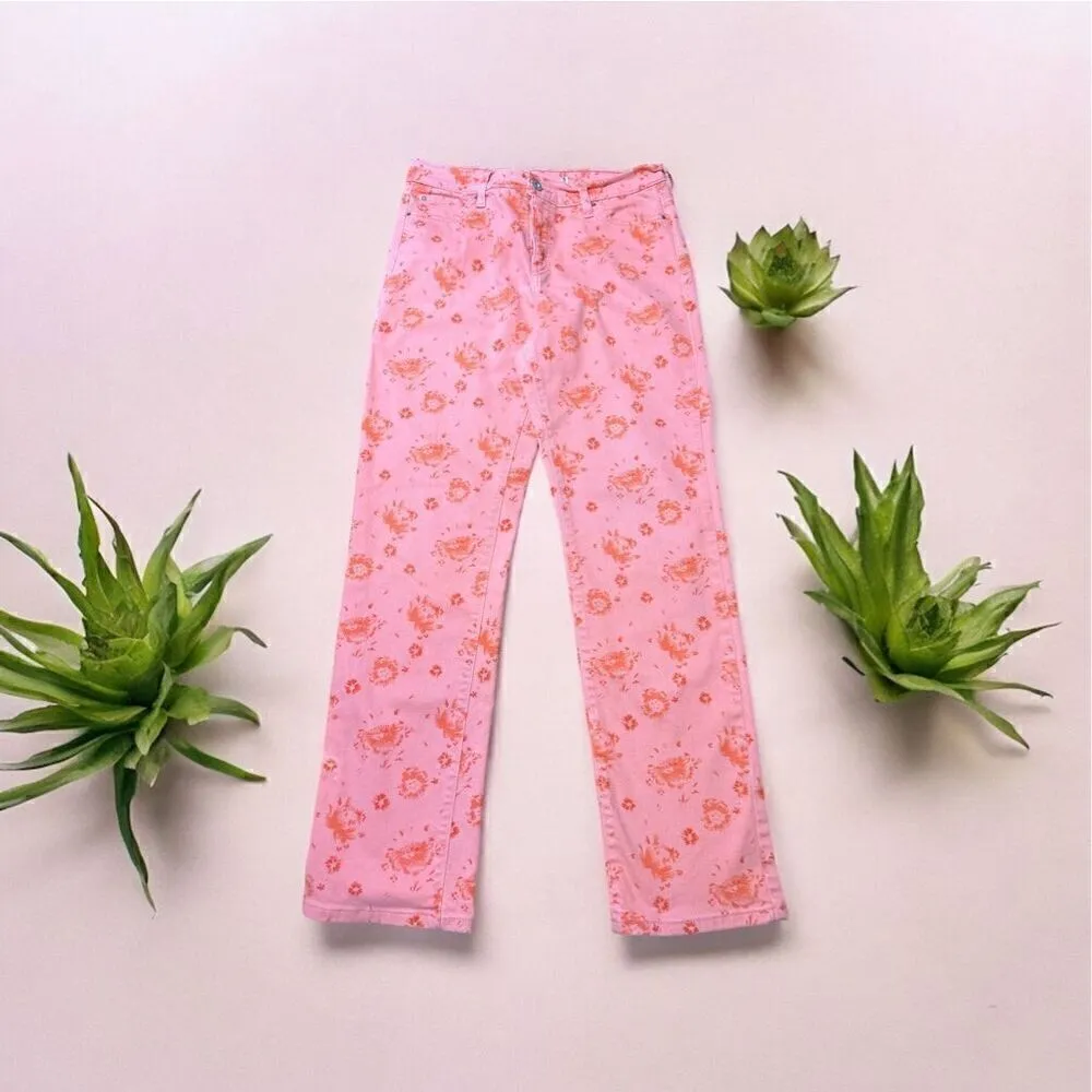 LEVIS 512 PERFECTLY SLIMMING STRAIGHT LEG CORAL FLORAL DENIM JEANS W30/L30 - Image 2