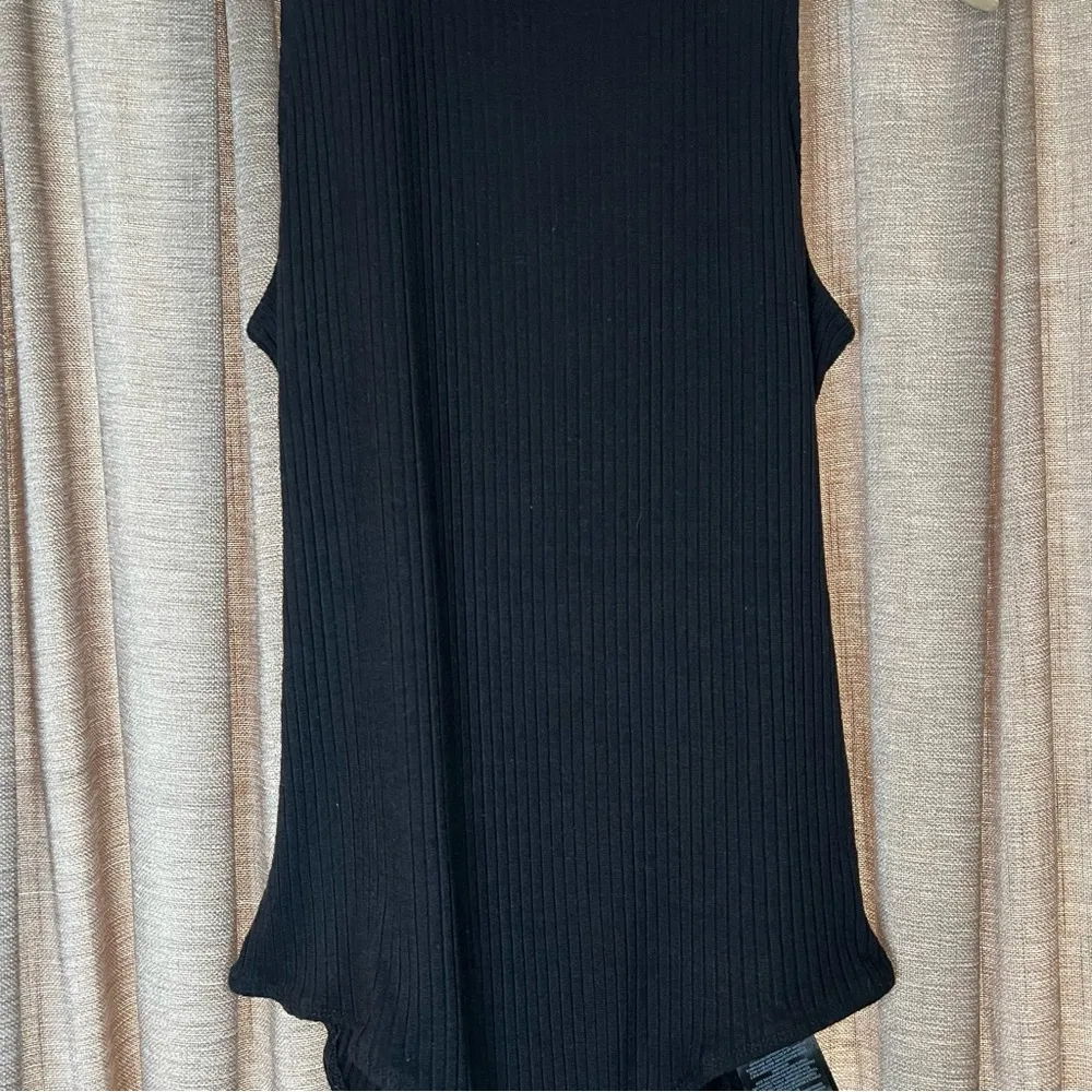 Black Verena Sleeveless Mock Neck Ribbed Backless Bodysuit Size Large - Image 6