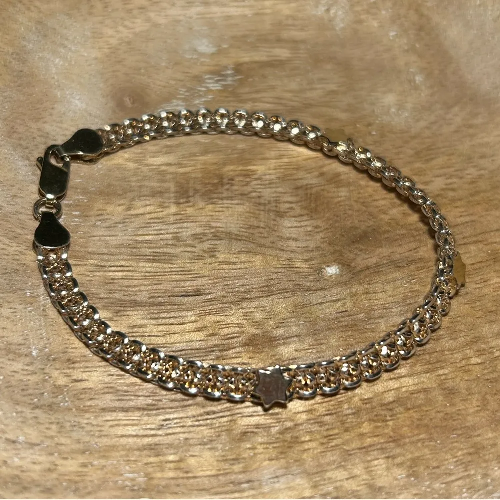 Italy Gold Vermeil Over 925 Sterling Silver Star Bracelet - Image 4