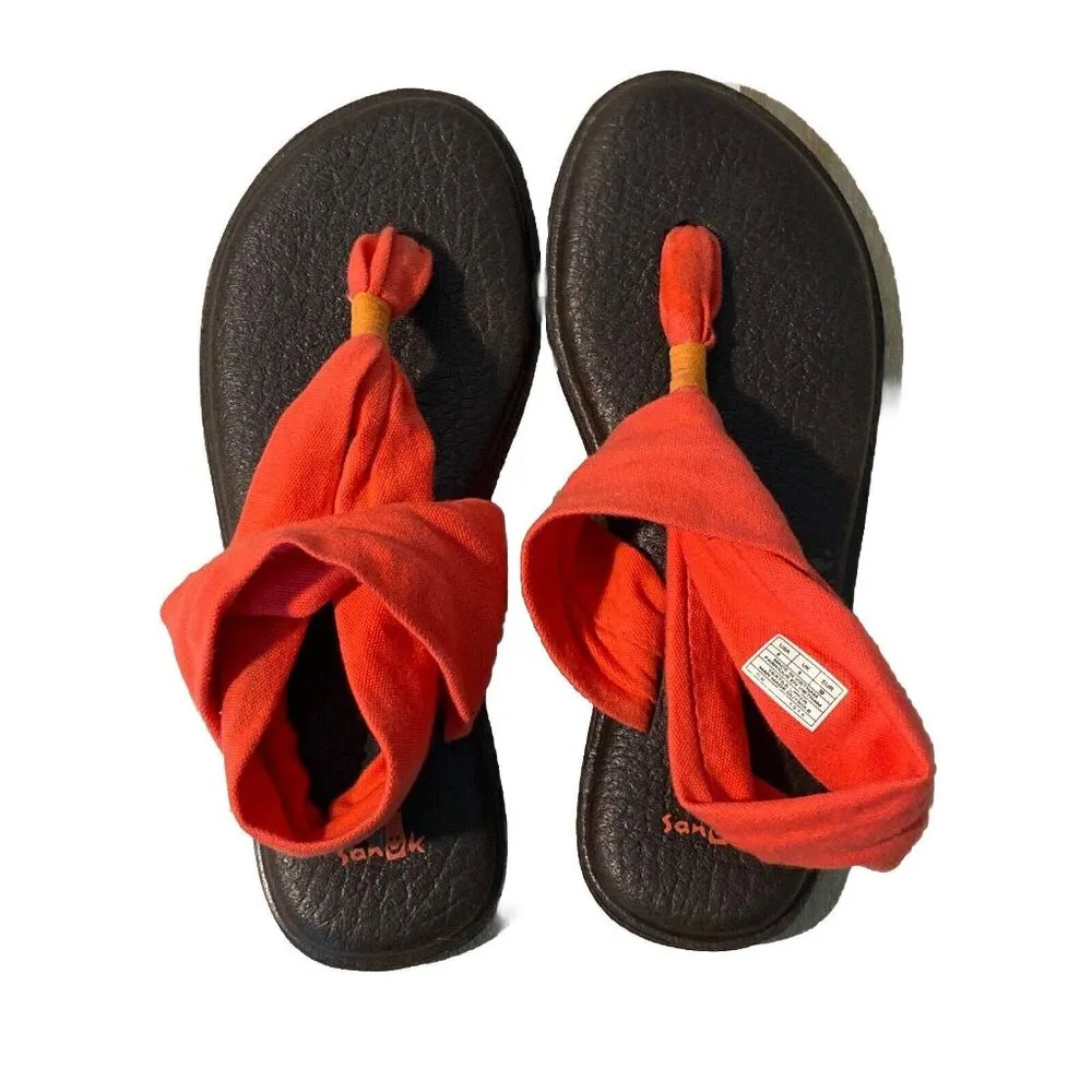 Sanuk Yoga Mat Sling Sandals Womens 8 Coral Casual Beach Summer Shoes Flip Flops - Image 5