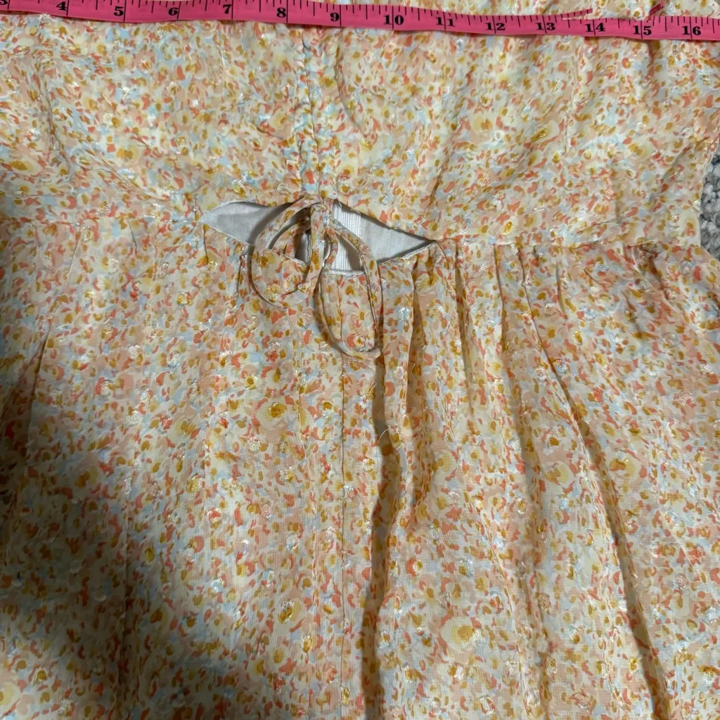 Petal & Pup Orange Floral Romper Long Sleeve Shorts Keyhole- Size 8 US - Image 10