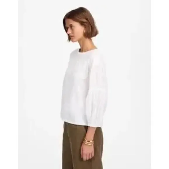 MADEWELL White Puff-Sleeve Drop-Shoulder Knit Top Size Large - Image 2