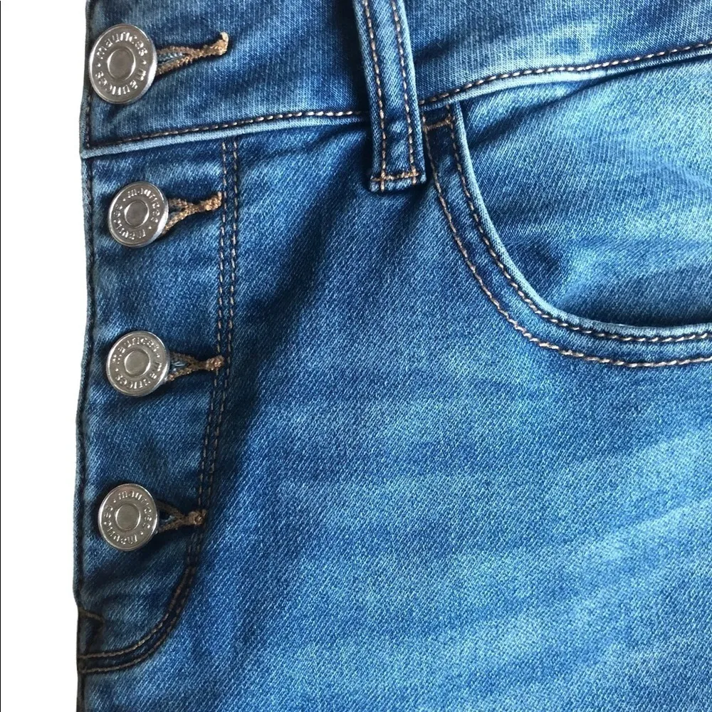 Maurices High Rise Button-Fly Stretch Jean/Legging Skinny Size M Long Blue - Image 3