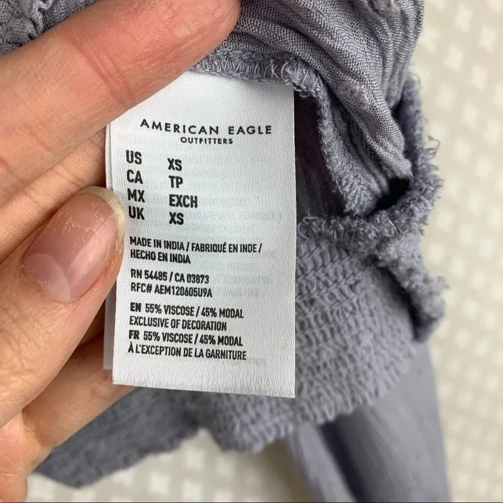 American Eagle Purple Ruffle‎ Embroidered Crop Top - Image 5