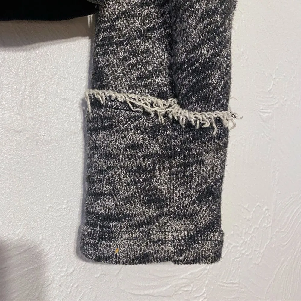 FREE PEOPLE Denim Trucker Jacket Black Knit Hoodie SZ XS - Image 10