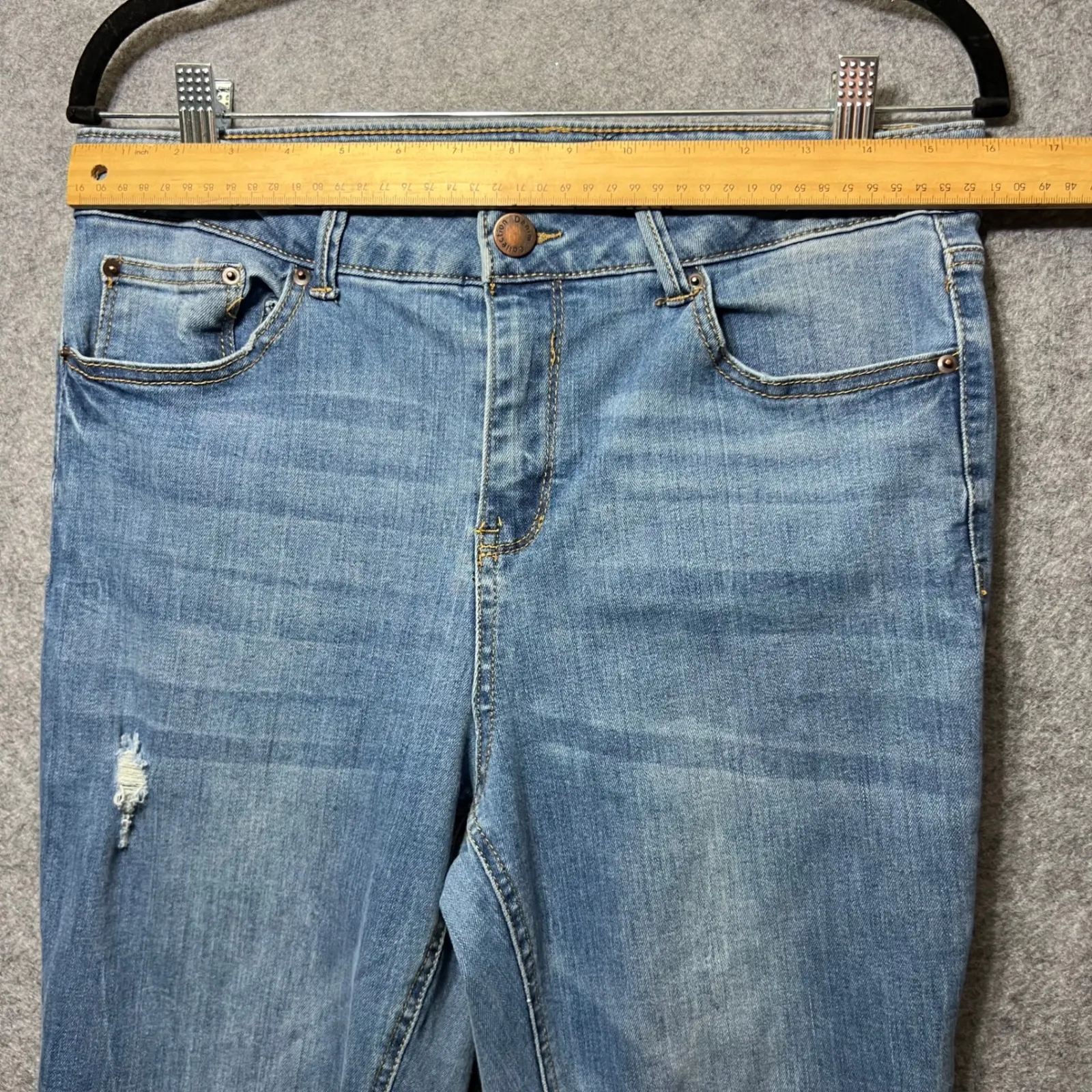 Ci Sono Jeans 15/32 High‎ Rise Distressed Raw Hem Ankle Skinny Medium Wash Denim - Image 2