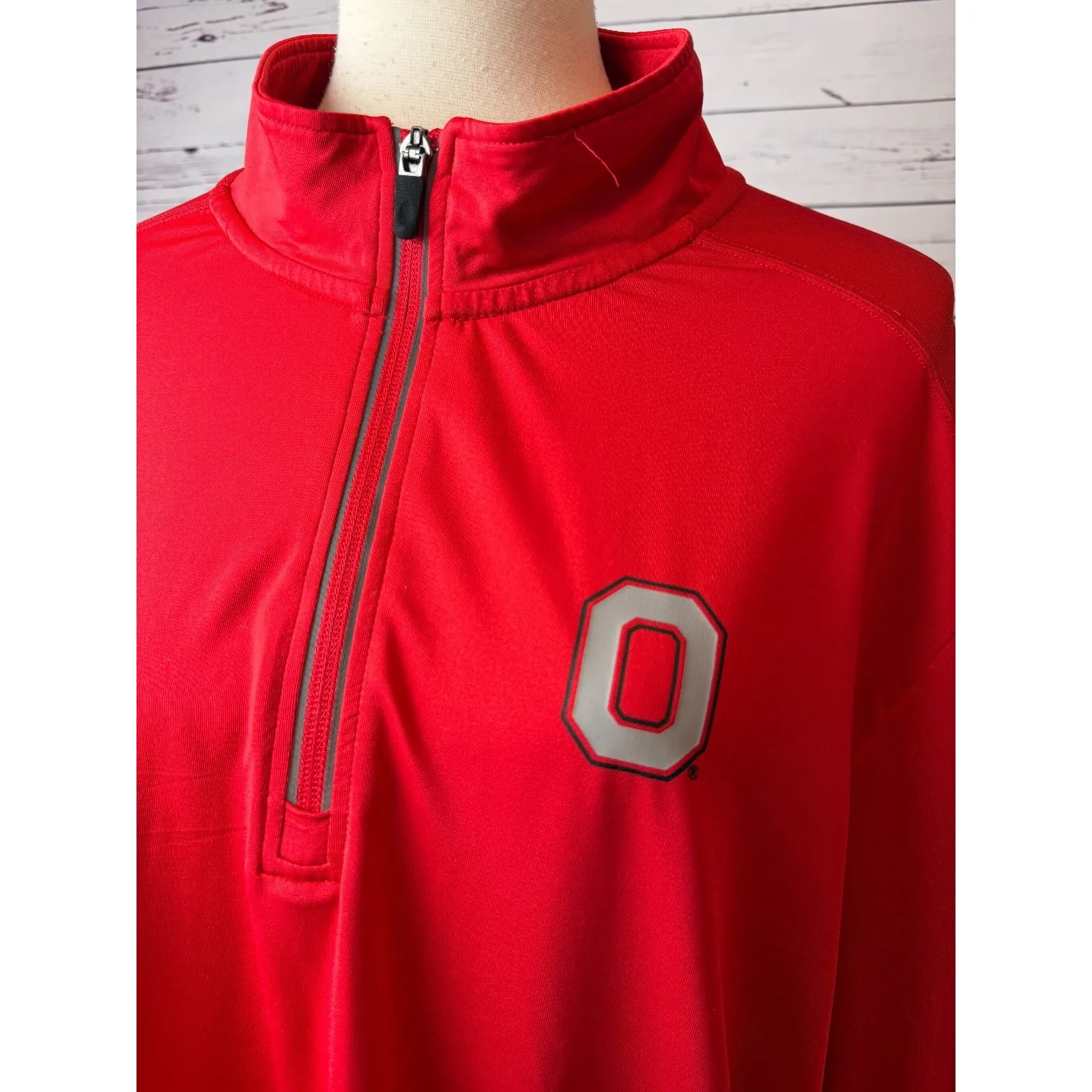 Ohio State Buckeyes Shirt OSU Size XL Extra Large Mens Quarter Zip Jacket NCAA Red - Image 4