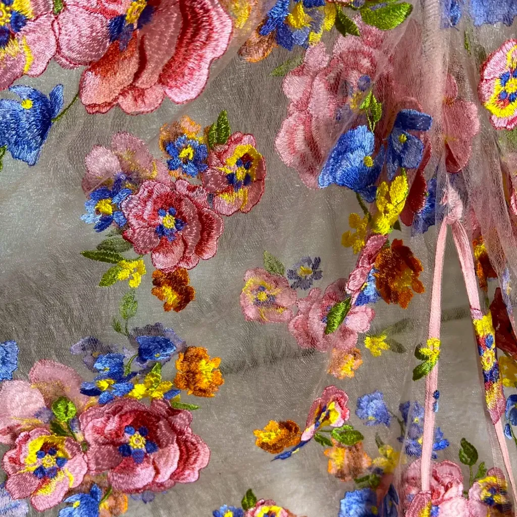 For Love & Lemons Embroidered Maxi Detailed Floral Appliqué NWT Size XS NWT - Image 11