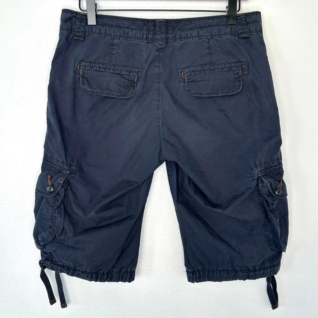 Y2K VTG Polo Jeans Co Ralph Lauren Bermuda Cargo Shorts Black Size 4 100% Cotton - Image 4
