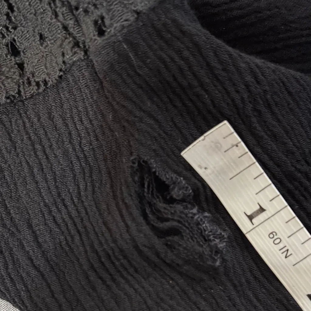 VINTAGE HAVANA Black Lace Fringe Cardigan Small - Image 13