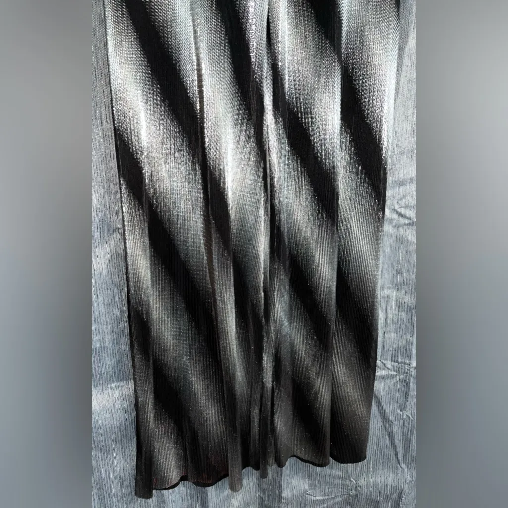 Vintage Uptown USA Folding Waist Metallic Wide Leg Pants Black Size M - Image 2