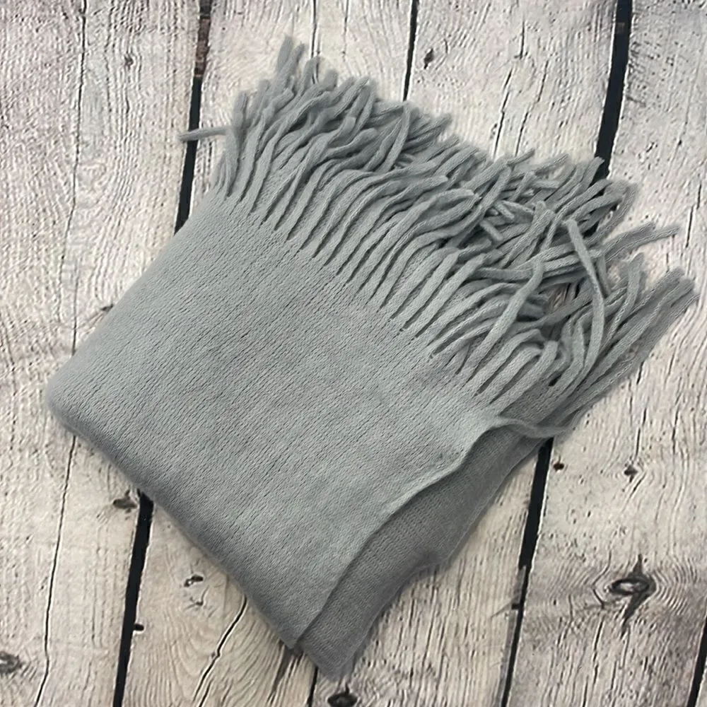Steve Madden Rectangular Oversized Gray Fringed Scarf - Image 7