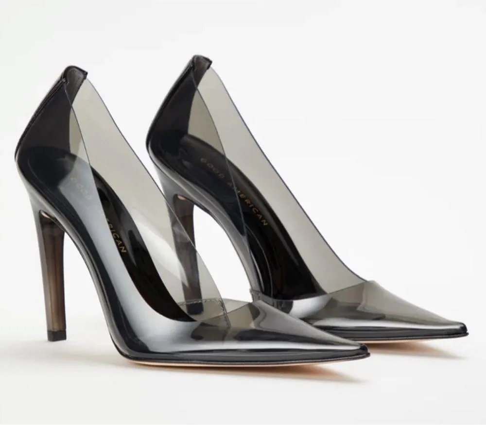 NIB GOOD AMERICAN Cinder-f*cking-rella Pumps - Light Smoke sz 7.5 - Image 2