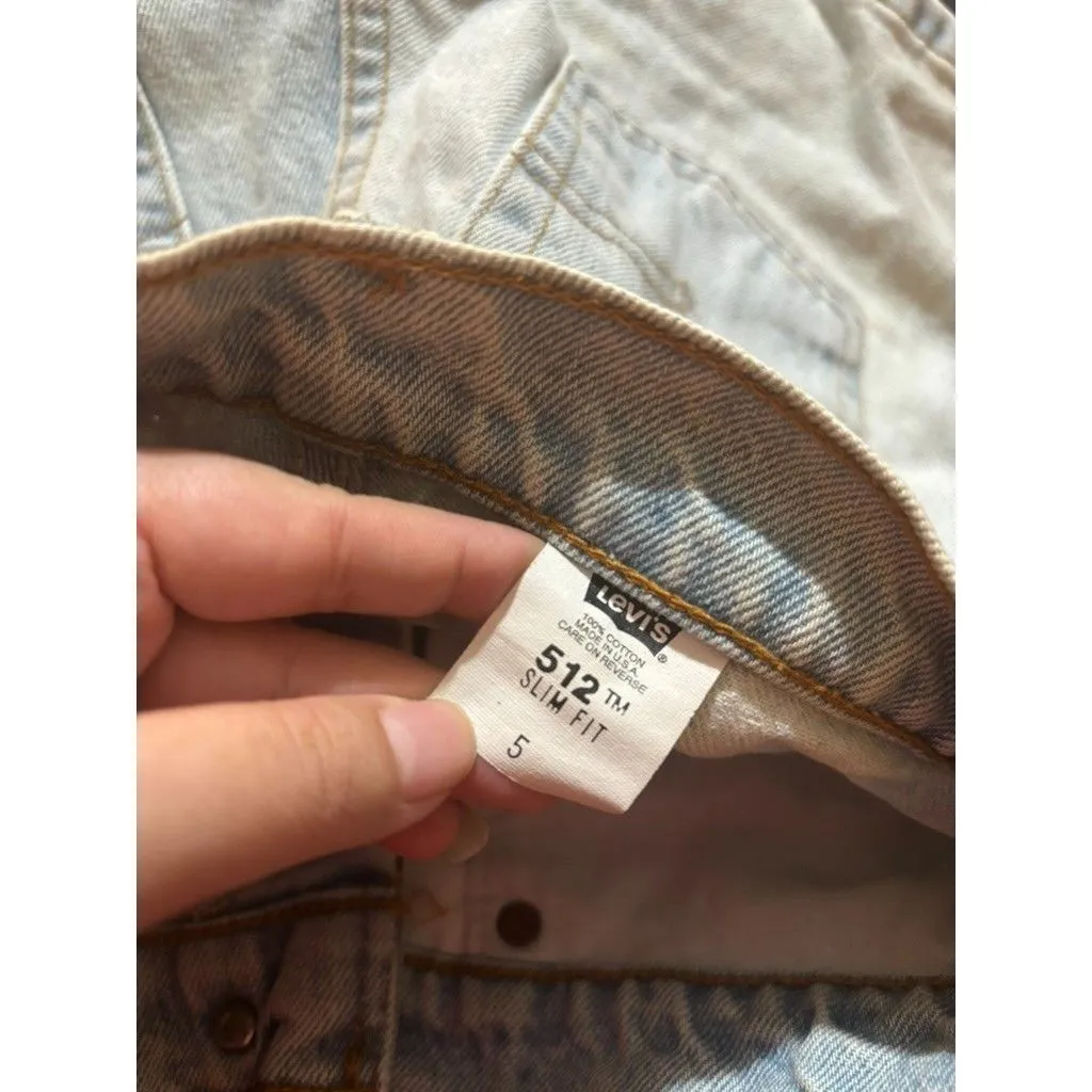 Vintage 1993 Levis 512 Denim Shorts Womens Sz 5 Slim Fit Light Wash Made In USA - Image 9