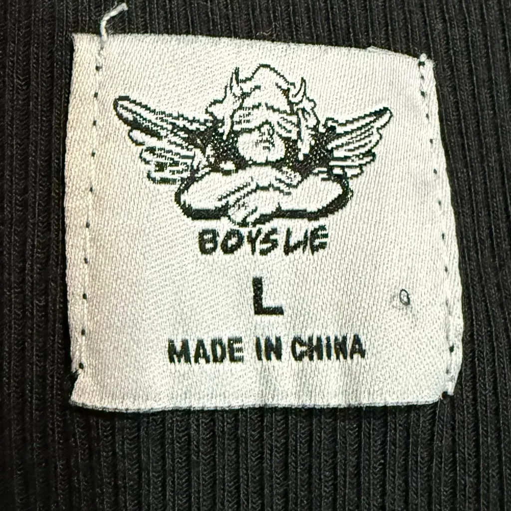 New Boys‎ Lie Don't Ask Cropped Ribbed Black T-Shirt Size Large - Image 6