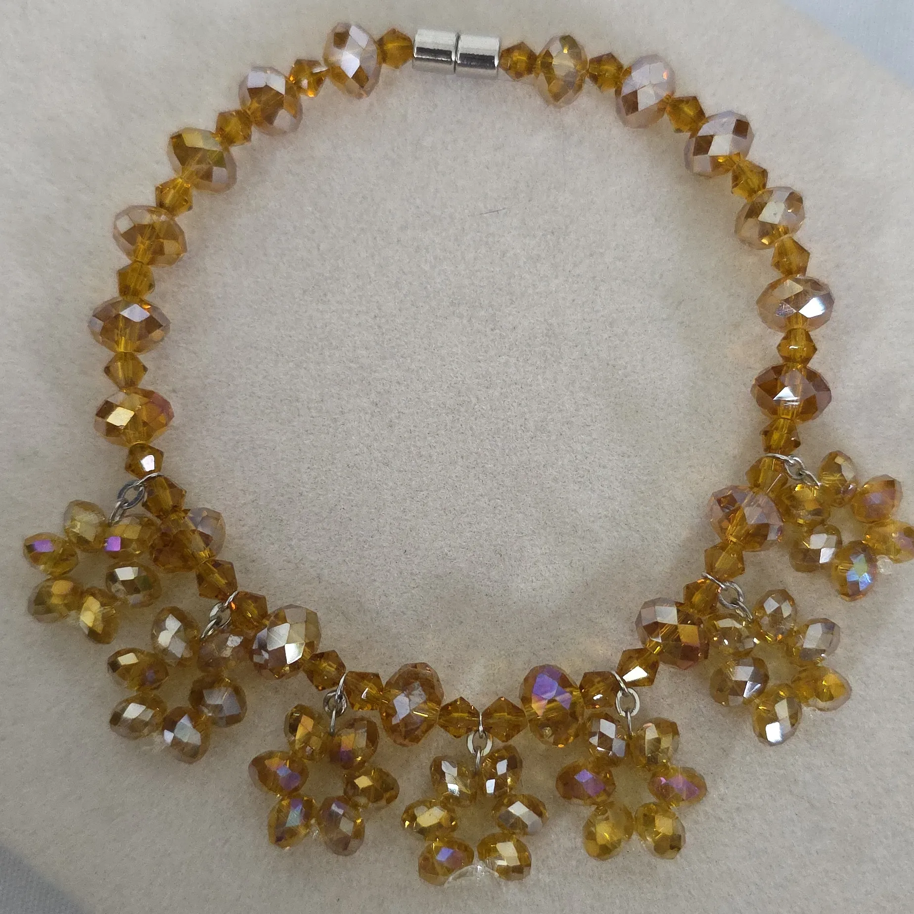 Champagne AB Crystal Bead Necklace Bracelet Earrings Set - Image 4