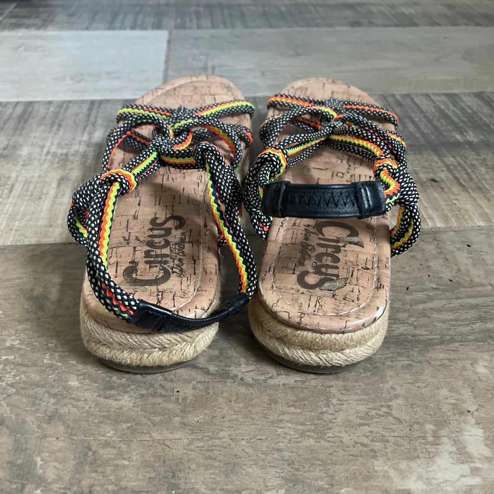 Circus by Sam Edelman Cork Wedge Espadrille Sandals Women Size 7.5 Colorful Rope - Image 5