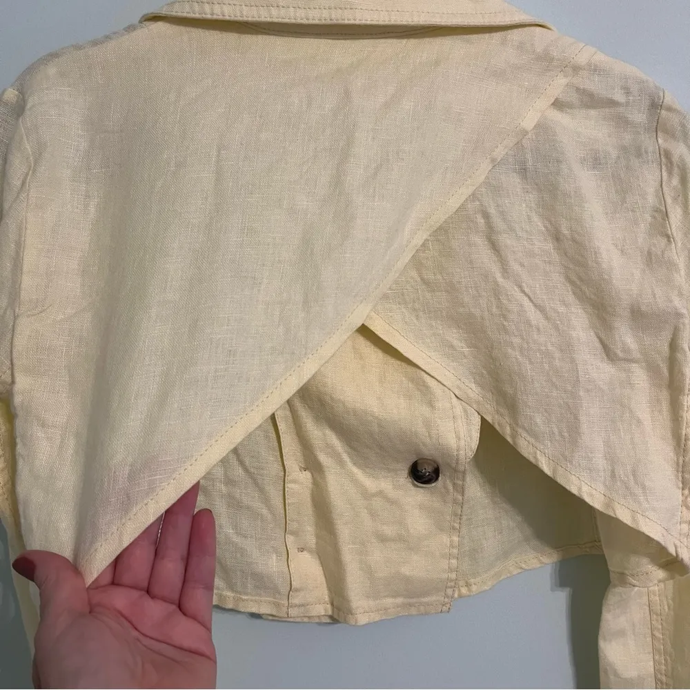 NEW Free People 100% Linen Crossover Back Bennie Crop Blazer. NWT XS - Image 8