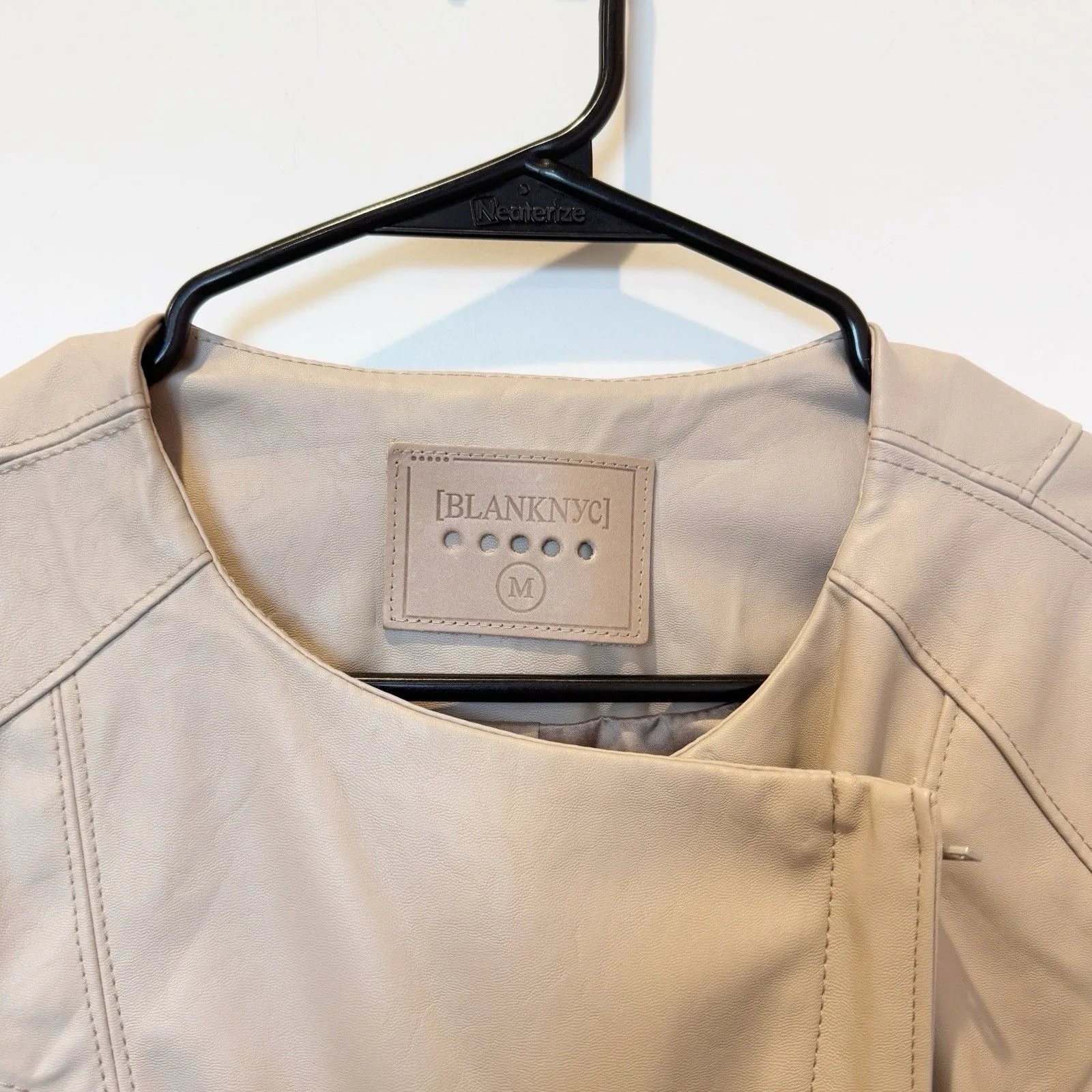 Blank NYC Womens Faux Leather Moto Jacket Size Medium Modern Minimalist Edgy - Image 3