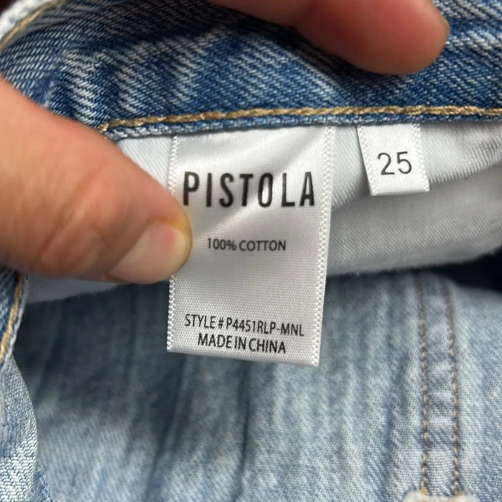 Pistola Women's Frayed Hem Jean Shorts - Light Blue, Distressed Shorts, Button - Image 5