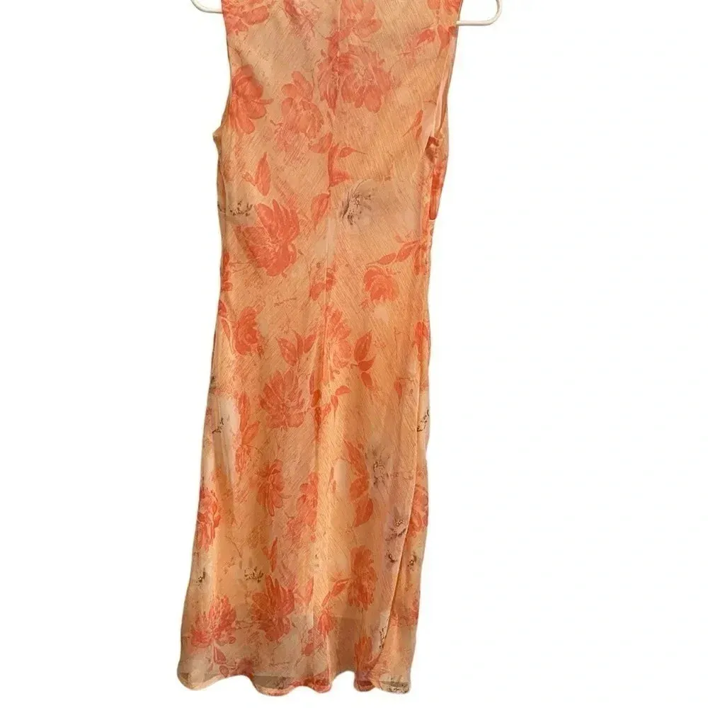 Vintage Y2K Faith Love & Passion peach and coral floral sheath midi dress Orange Size M - Image 10