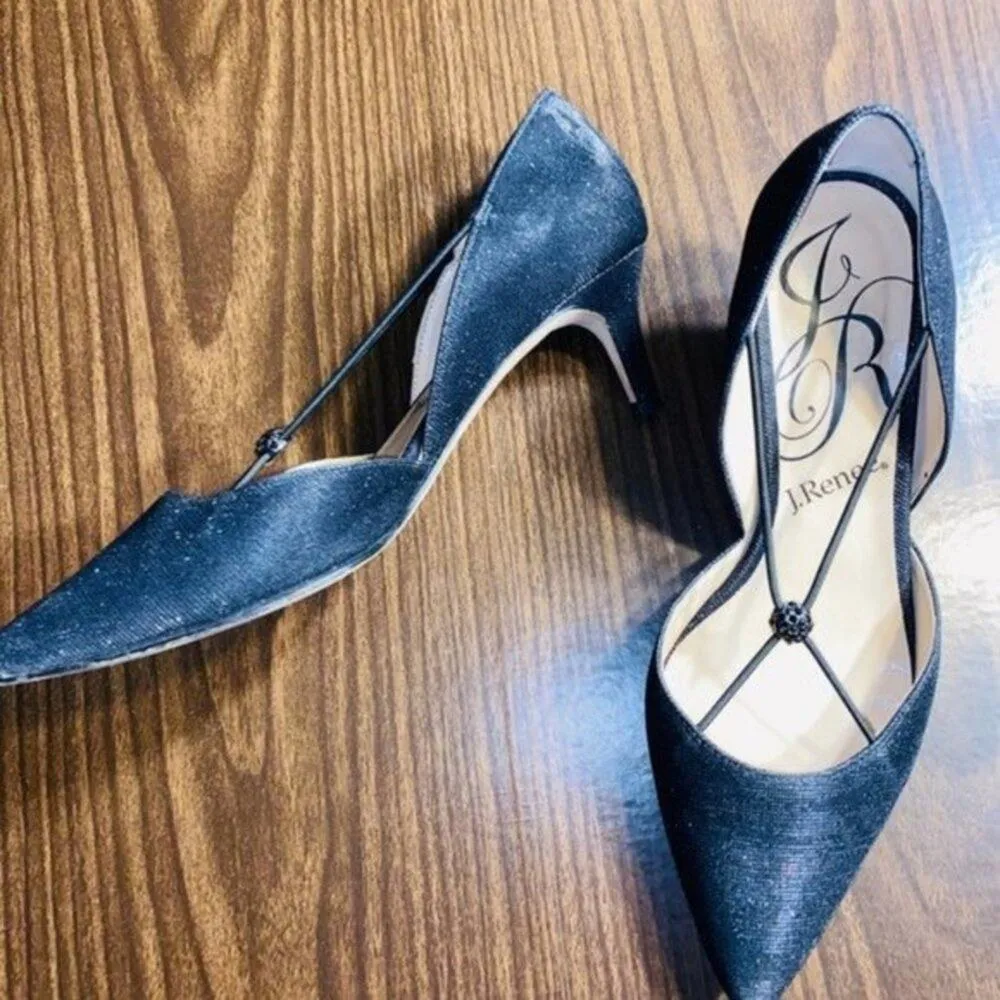 J Renee Veeva Glitter Fabric Heels Size 6 Black - Image 2