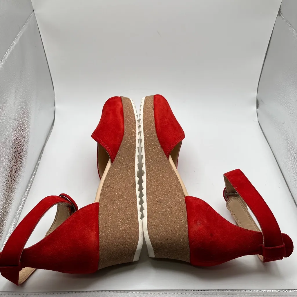 Paul Green Venice Wedge Sandal red suede size UK 6.5 US 9 NWOB - Image 8