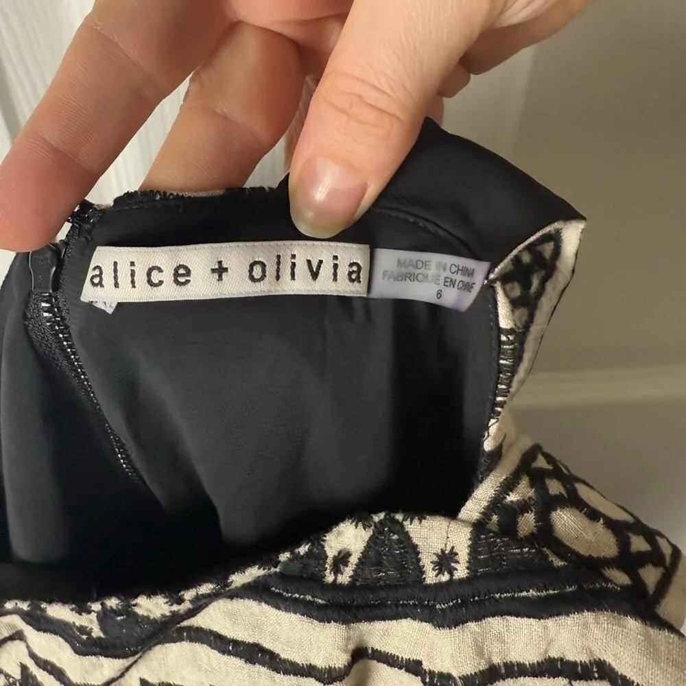 Alice + Olivia Lucie Gaucho Embroidered Jumpsuit With Belt In Natural 6/Black - Image 11