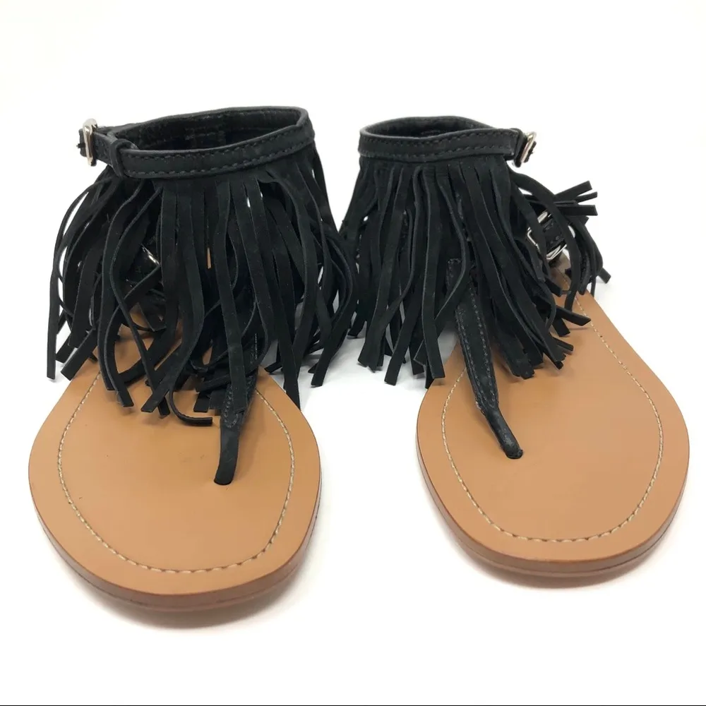 black suede fringe thong sandals, made in Italy, size 38 - NWT - Image 3
