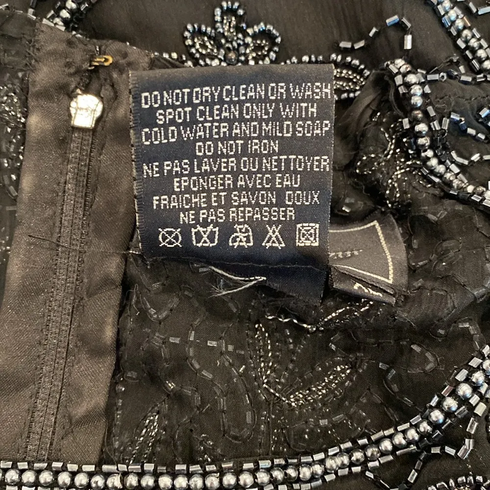 Cote d’ Azur Vintage 1980s Disco Beaded Black Sequin Short Sleeve Top Blouse XL - Image 9