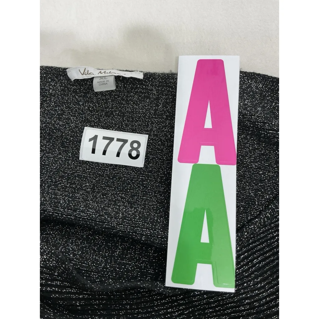 Womans Villa Milano Black Silver Long Sleeve Pullover Oversized Sweater XL - Image 3